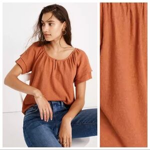 NWT. Madewell Sweet Dahlia Jacquard Texture & Thread Tiered-Sleeve Top. Size 2X.